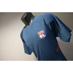 Olympique Lyonnais Soccer Futbol Gym Shirt Blue Short Sleeve Mens XL